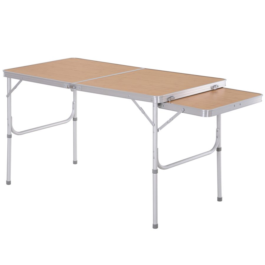 Outsunny® Campingtisch Klapptisch Picknicktisch Höhenverstellbar Extra Tischplatte Alu 120 x 60 x 40/70 cm   Aosom von Outsunny