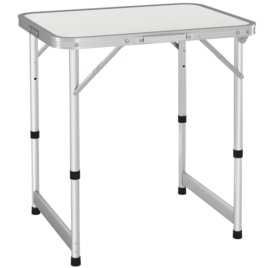Outsunny® Campingtisch Klapptisch Universaltisch Koffertisch Gartentisch Falttisch höhenverstellbar Alu + MDF Weiß 60 x 45 x 47,5/64 cm   Aosom