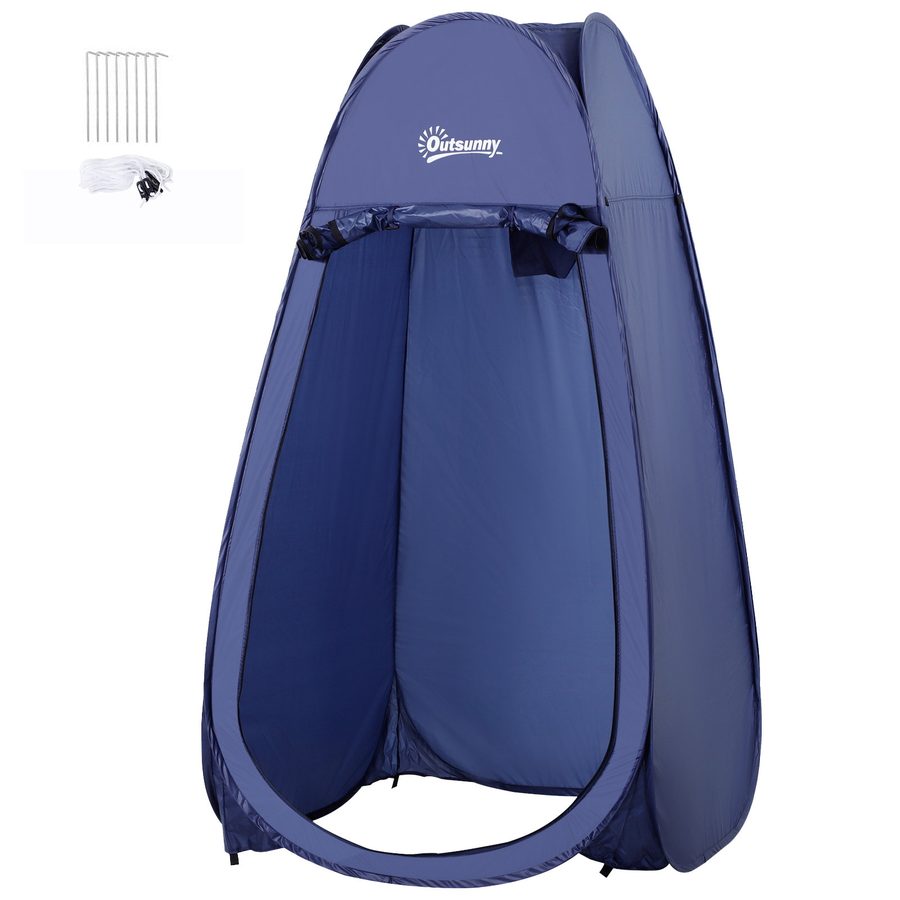 Outsunny Duschzelt Faltbar Pop-up Automatisch Sofortiger Schrank für Camping Polyester Marineblau   Aosom von Outsunny
