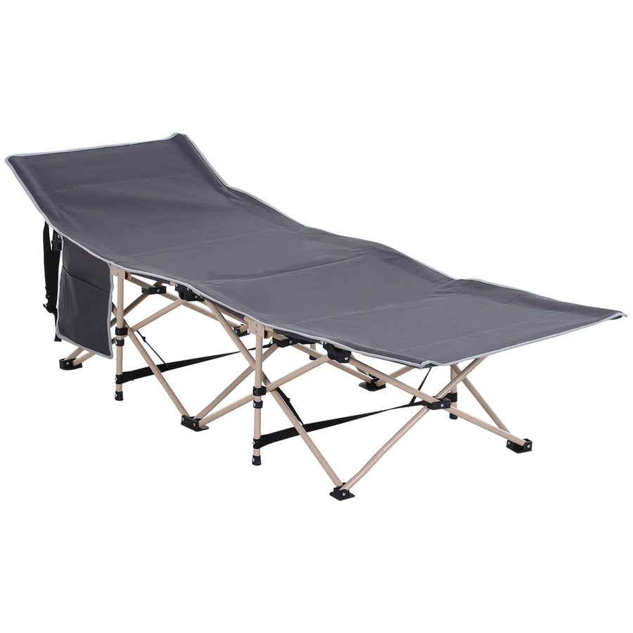 Outsunny Feldbett mit Aufbewahrungstasche, Faltbares Campingbett, Campingliege, Inkl. Tragetasche, Stahl Oxford, Grau, 190 x 68 x 52 cm   Aosom von Outsunny