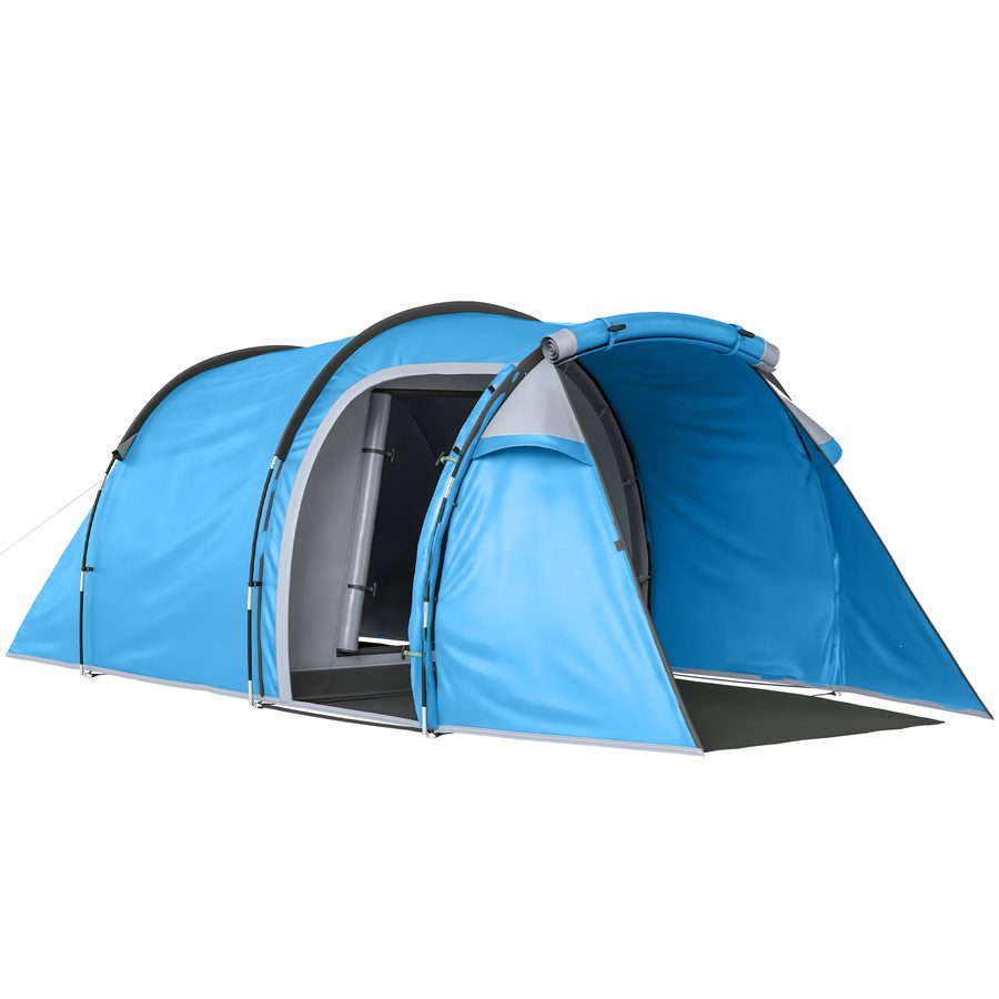 Outsunny Tunnelzelt für 2-3 Personen  190T Campingzelt mit Heringen, Glasfaser & Polyester, Hellblau, 426x206x154cm  Aosom von Outsunny