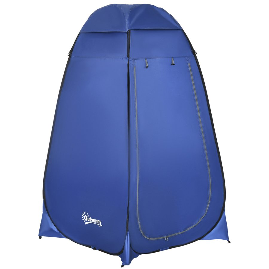 Outsunny Pop up Toilettenzelt, 120 x 120 x 190 cm, Mobiles Camping Duschzelt, Umkleidezelt mit Innentasche, Duschkabine, Polyester， Dunkelblau  Aosom von Outsunny