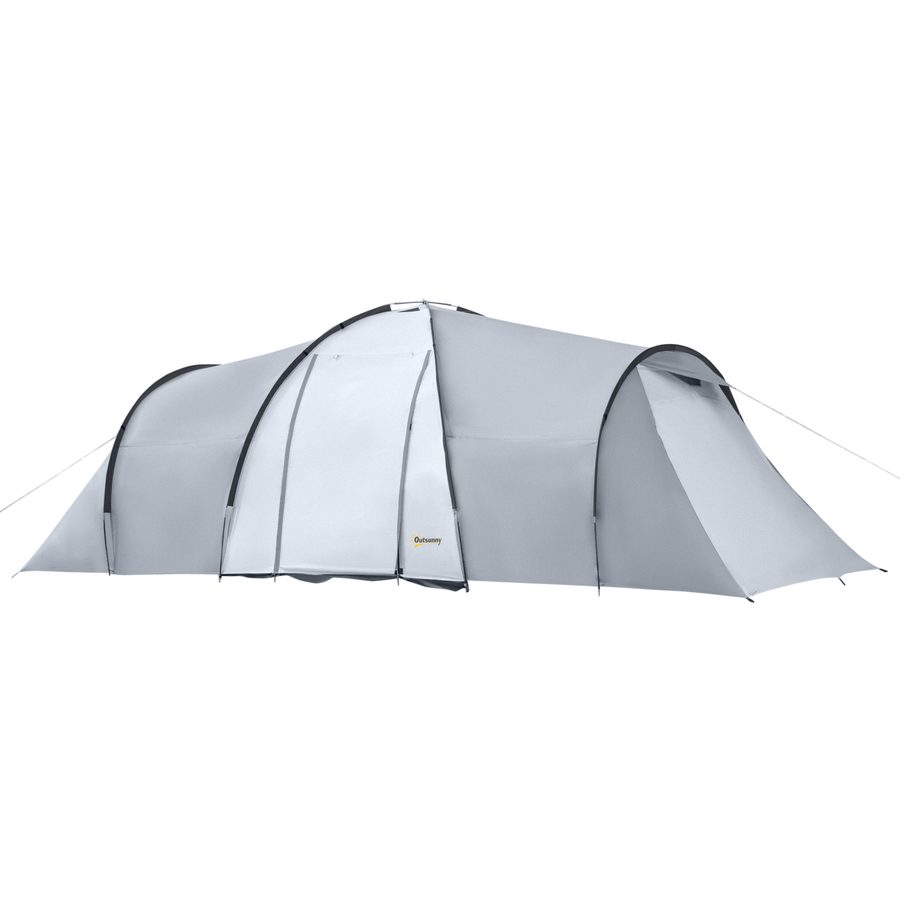 Outsunny Familien Campingzelt 4-6 Personen Kuppelzelt 2 Schlafzimmer 1 Wohnzimmer und 1 Vordach UV-Schutz Wasserdicht 2000 mm Transporttasche multicolor   Aosom von Outsunny