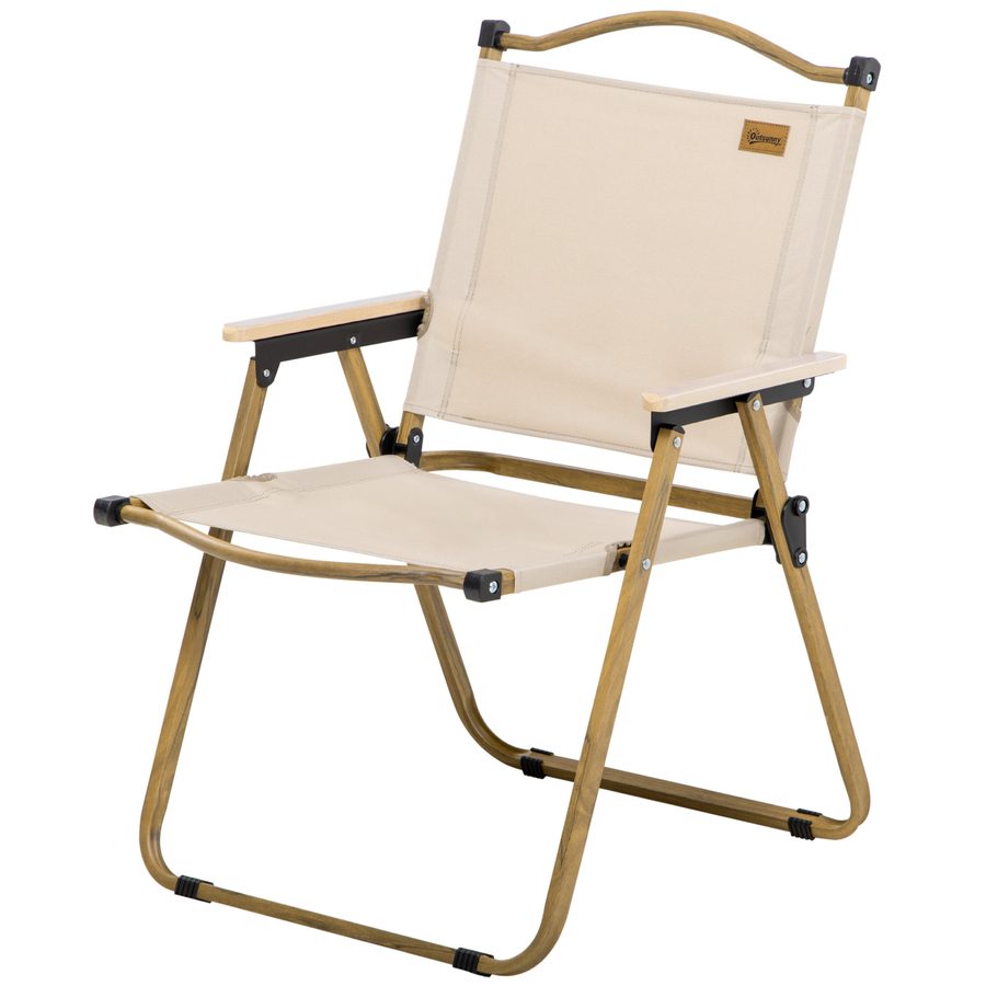 Outsunny Campingstuhl Faltbarer Anglerstuhl mit Armlehnen - Oxford-Gewebe und Stahlkonstruktion - 54 x 59 x 78 cm - Khaki   Aosom von Outsunny