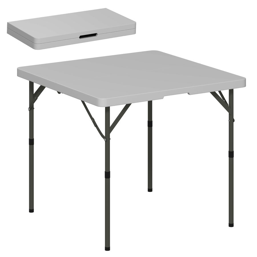 Outsunny Klapp-Campingtisch mit 2 verstellbaren Höhen, tragbarer Gartentisch aus HDPE und Metall, 86x86x74 cm, Dunkelgrau   Aosom von Outsunny