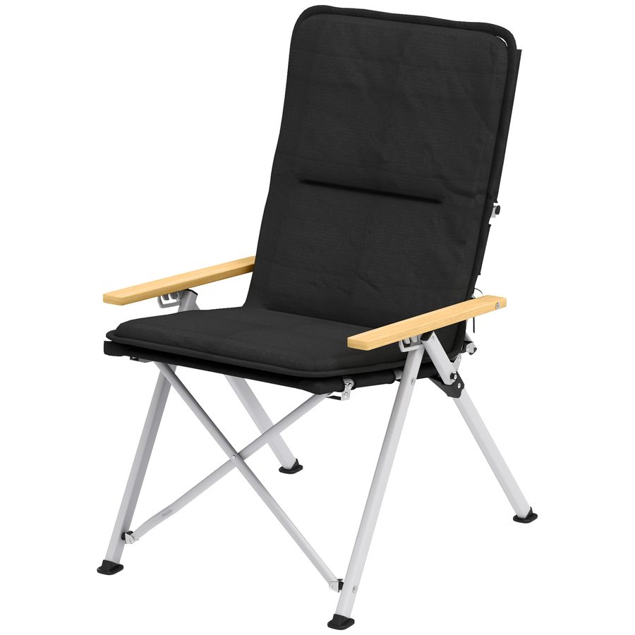 Outsunny Campingstuhl Angeln Klappstuhl, hohe Rückenlehne, abnehmbares Kissen und Transporttasche, Gartenstuhl für Wanderungen, Angeln, Strand und Picknick, 59x67x96cm, schwarz   Aosom von Outsunny