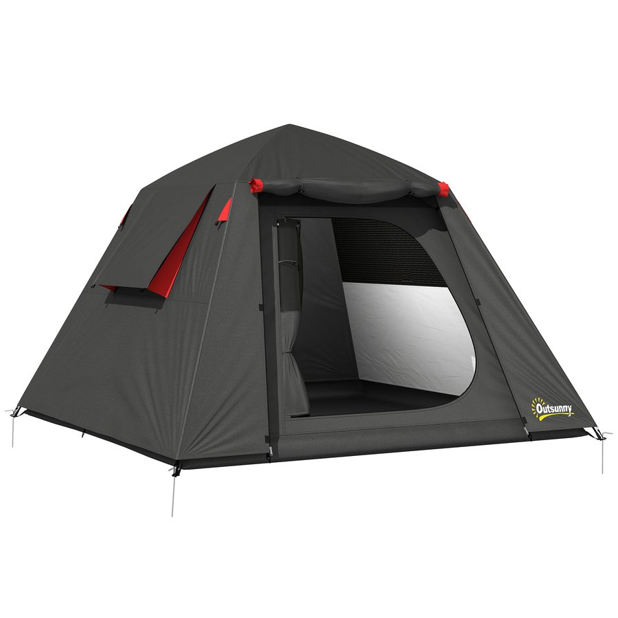 Outsunny Campingzelt 2 Personen 3000mm Wasserdicht & Winddicht Kuppelzelt mit 2 Türen 2 Netzfenstern 2 Seitenfenster Tragetasche Haken, Camping Zelt für Camping Trekking Reise   Aosom von Outsunny
