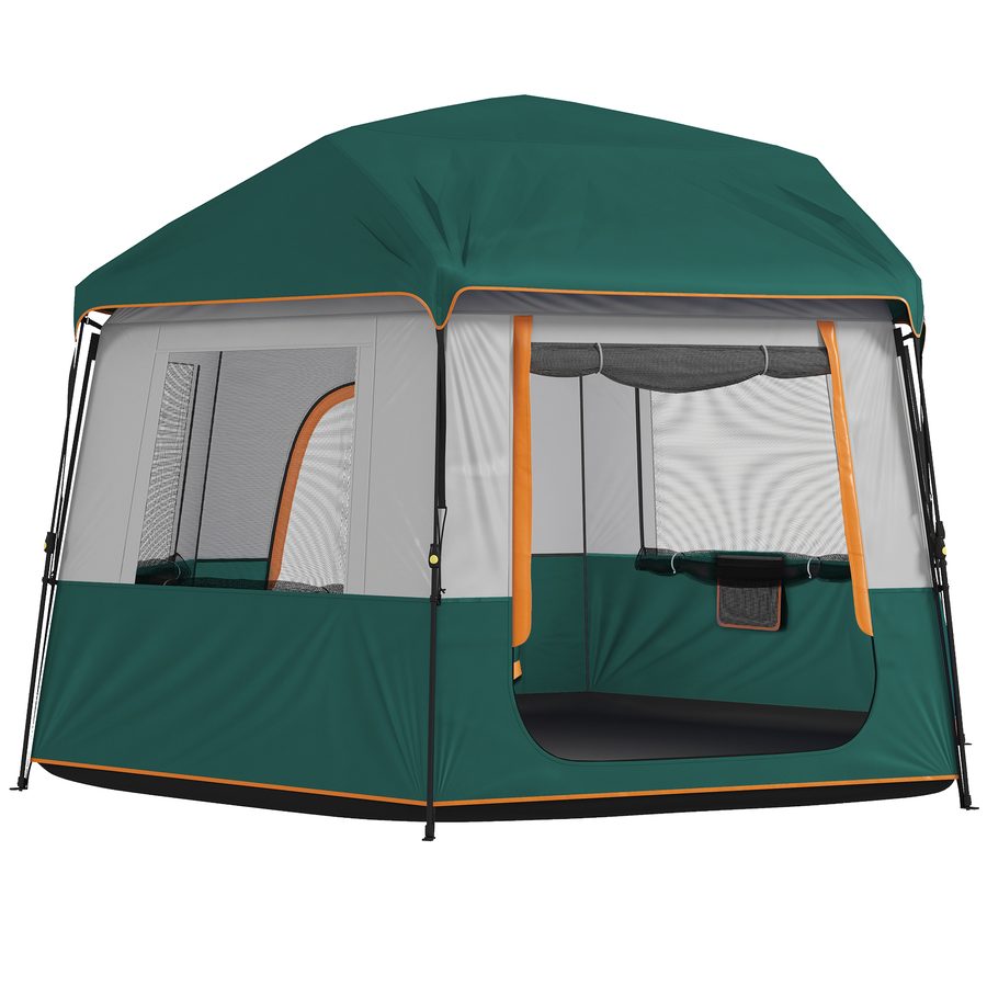 Outsunny Campingzelt für 4-6 Personen stabil wasserdicht Familienzelt mit abnehmbarem oberen Abdeckung Tragetasche Kuppelzelt mit 3000mm Wassersäule UV30+ Schutz Tunnelzelt Zelt Grün   Aosom von Outsunny