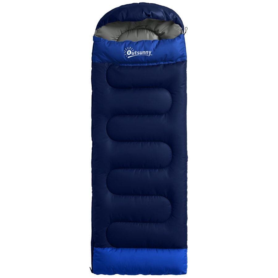 Outsunny Schlafsack Deckenschlafsack 3 Jahreszeiten Mumienschlafsack für Erwachsene Campingschlafsack für Outdoor, Camping, Trekking, Reisen Marineblau   Aosom von Outsunny