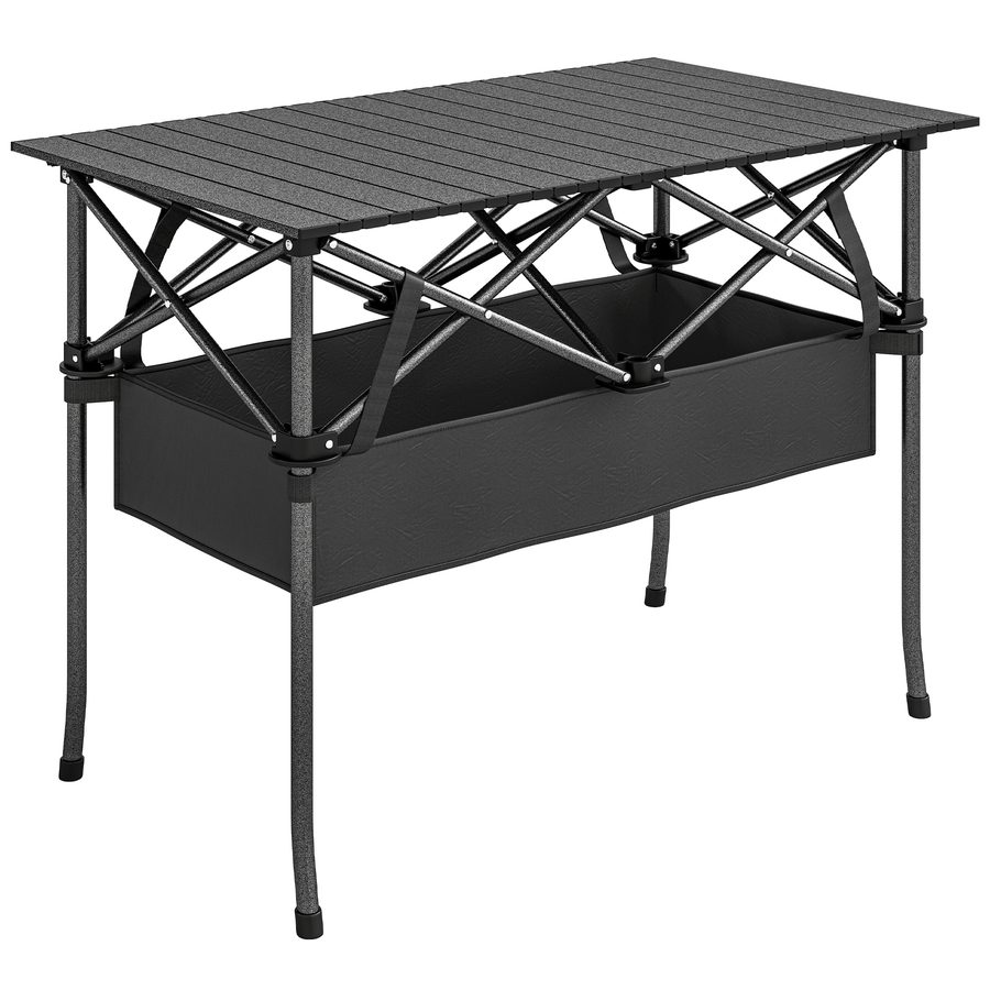 Outsunny Campingtisch Klapptisch mit Netzfach, Tragetasche, Gartentisch aus Aluminium Falttisch Beistelltisch für Garten Balkon Camping 93 x 68 cm Schwarz   Aosom von Outsunny