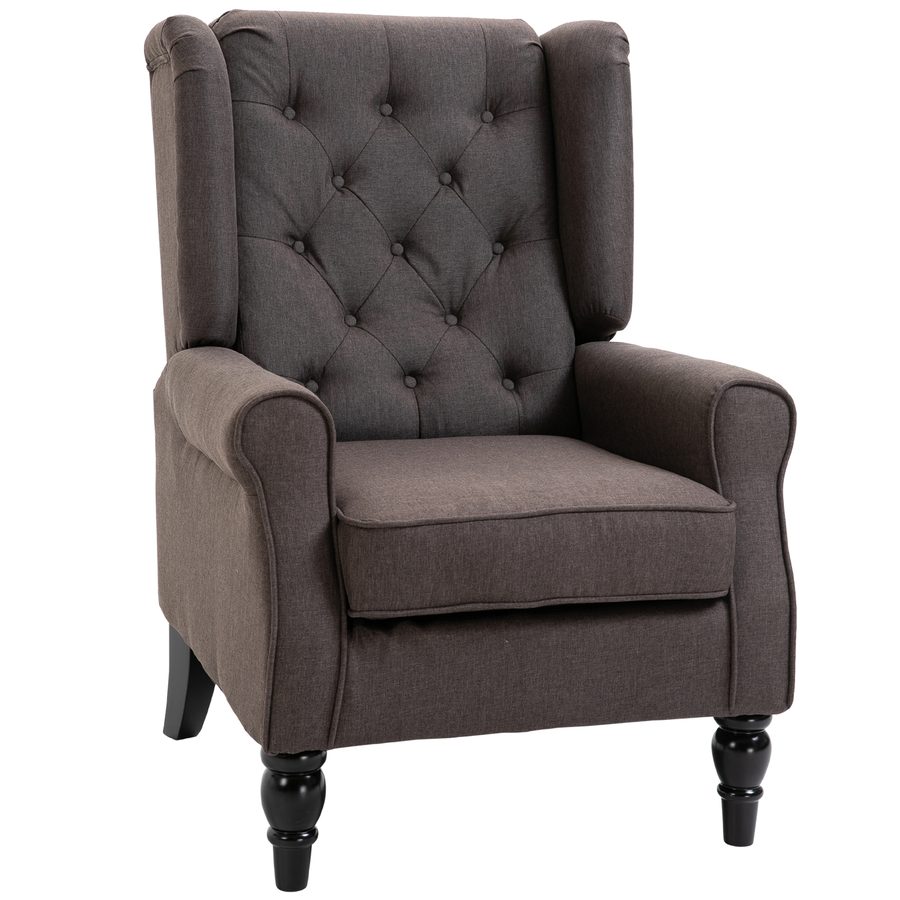 HOMCOM Einzelsessel Relaxsessel mit Tufting, Holzfüße, braun, 76x86x108 cm, bequemer Einzelstuhl für Wohnzimmer & Leseecke   Aosom.de von HOMCOM