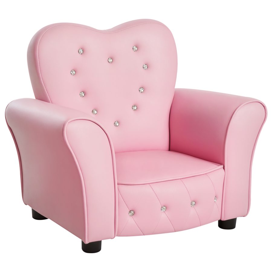 HOMCOM Kindersofa Prinzessin herzförmiger Kindersessel rosa gemütliches Kinderzimmer Sofa L59xB41,5xH49cm für Kinder   Aosom.de von HOMCOM