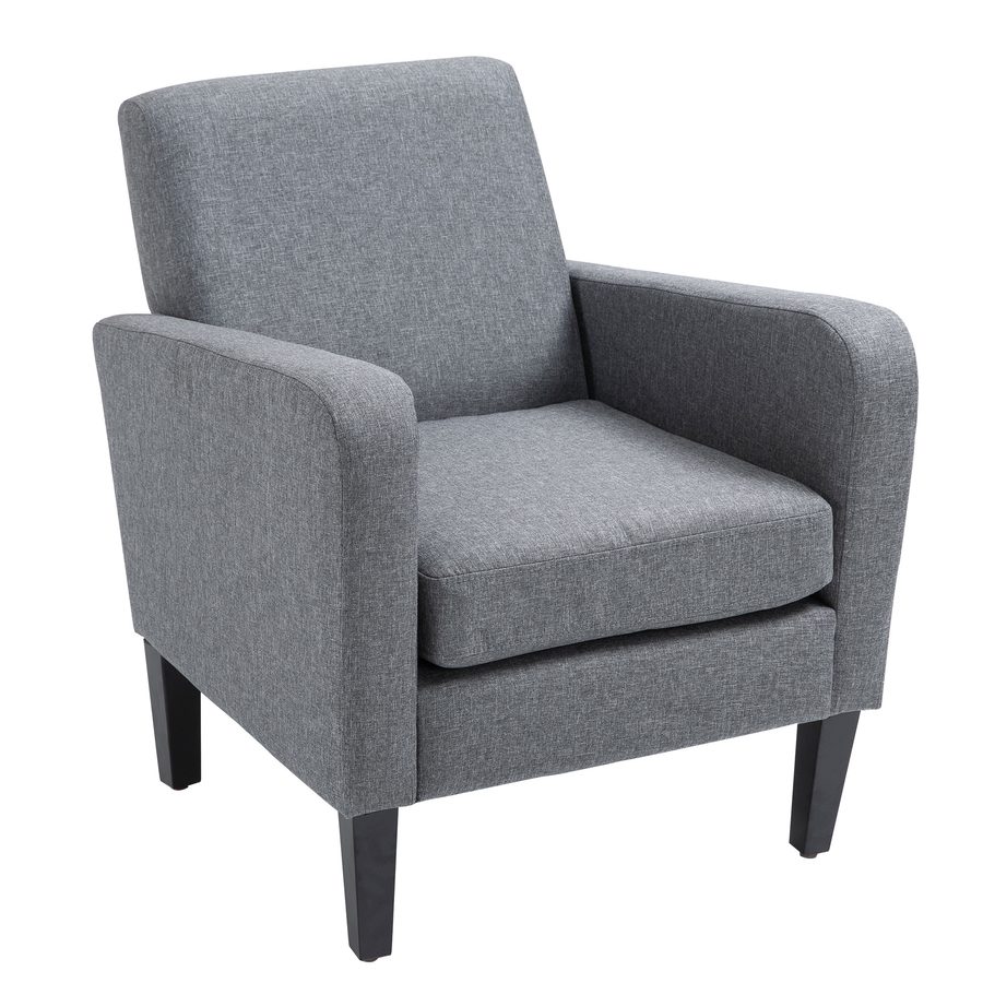 HOMCOM Relaxsessel  Einzelsessel mit Polster, Holzfüße, Leinenstoff, Hellgrau, 66x72x74cm  Aosom von HOMCOM