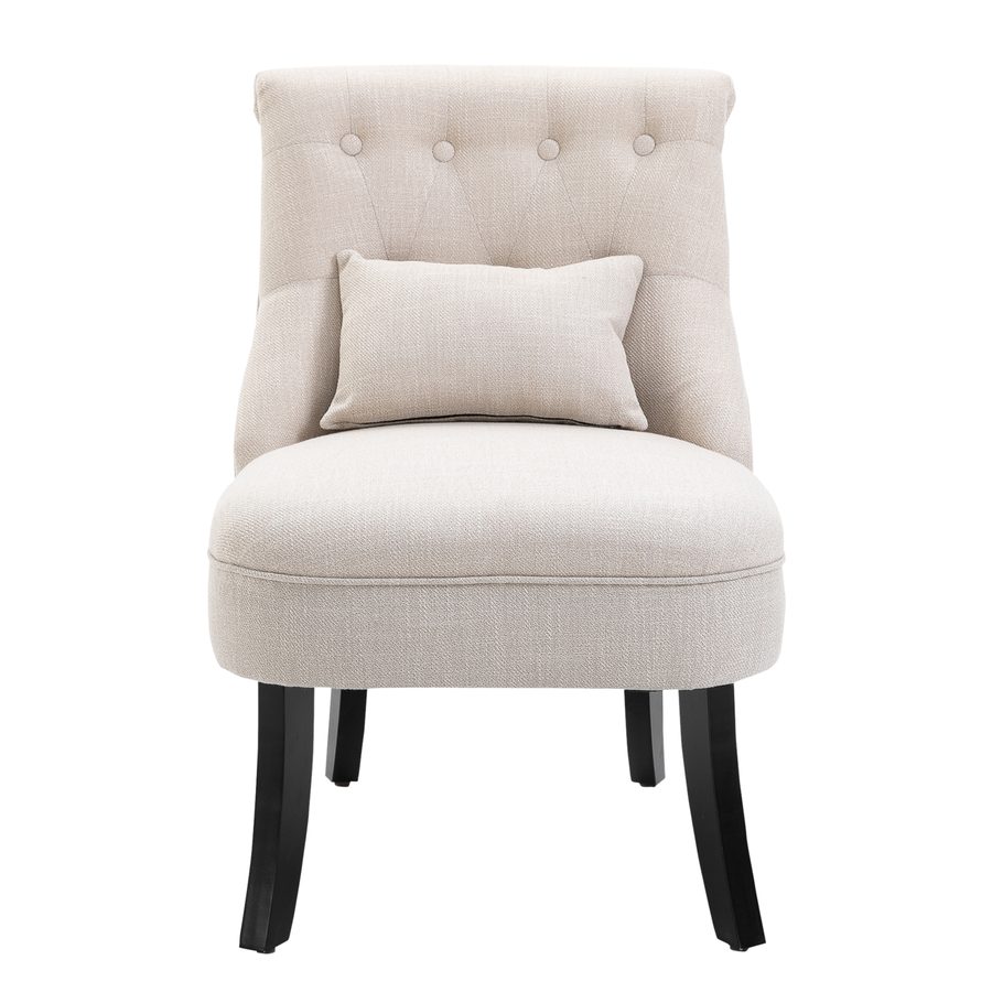 HOMCOM Relaxsessel, Sessel mit Rückenkissen, Loungesessel mit Leinenoptik, Holzbeine, für Wohnzimmer, Schlafzimmer, 52,5 x 69 x 77 cm, Cremeweiß   Aosom von HOMCOM