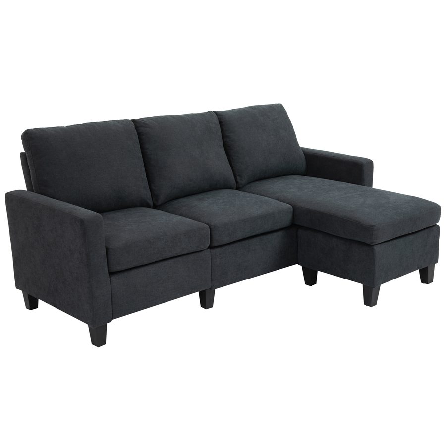 HOMCOM Ecksofa Stoffsofa Eckcouch Couchgarnitur wendbare Chaiselongue L-Form Dunkelgrau 197x139x91cm   Aosom von HOMCOM
