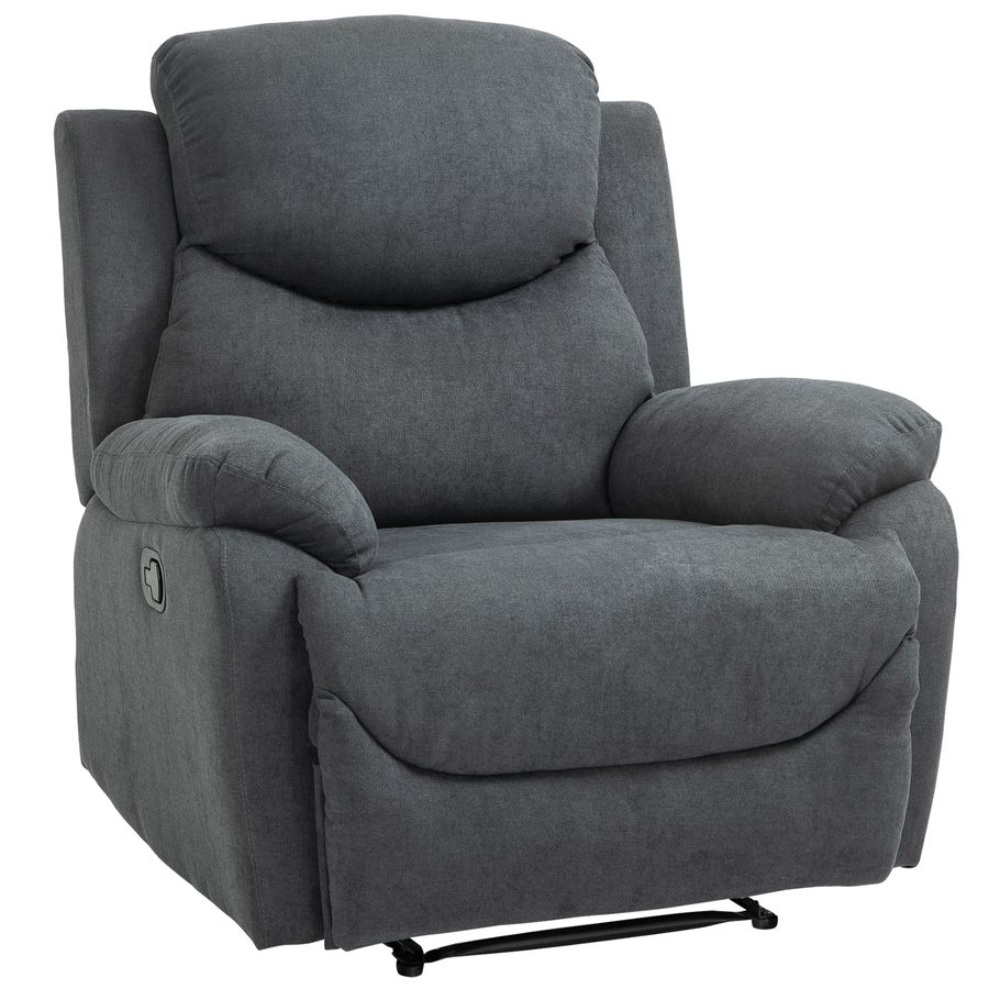 HOMCOM Sessel mit Liegefunktion für Wohnzimmer, 150° neigbar, Leinenoptik, Dunkelgrau  Aosom von HOMCOM