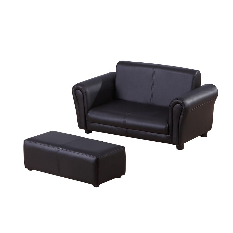 HOMCOM Kindersessel mit Fußhocker Kindercouch & Hocker Set in Schwarz, gemütliches Sofa für Kinder 83x42x41cm   Aosom.de von HOMCOM