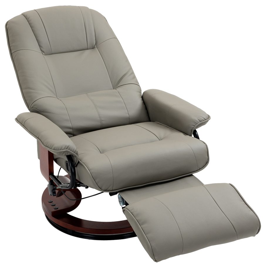 HOMCOM TV Sessel elektrisch, 145° neigbar, mit Liegefunktion, Seitenknopfe, Fußstütze, Relaxsessel, Kunstleder, 78 x 87 x 100 cm, Grau   Aosom von HOMCOM