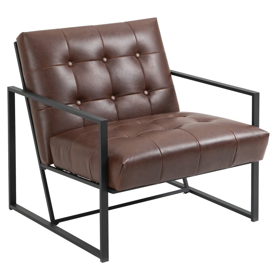 HOMCOM Lounge-Sessel Chesterfield Relaxsessel Sitzflächen und Rückenlehne gepolstertes Kunstleder Metallgestell Schwarz strapazierfähiger Überzug Schokolade   Aosom von HOMCOM