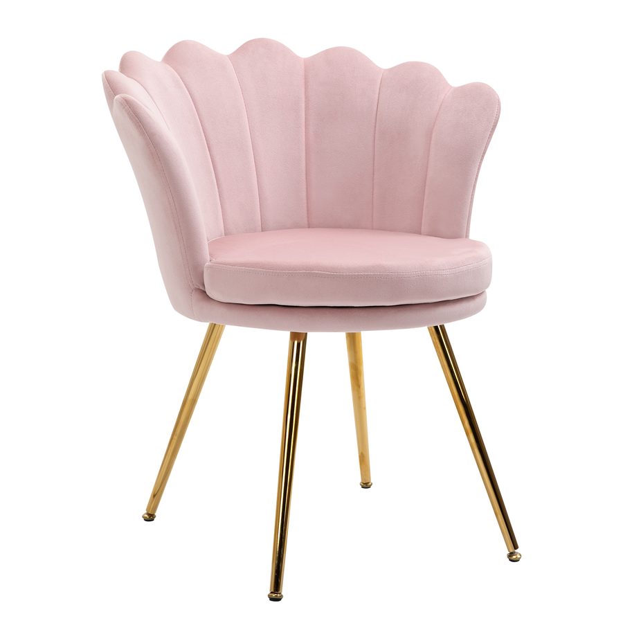 HOMCOM Sessel Wohnzimmer Relaxsessel Loungesessel mit lotusförmigem Design Polstersessel mit Metallbeine, Samtoptik, Einzelsessel für Schlafzimmer, Rosa   Aosom von HOMCOM