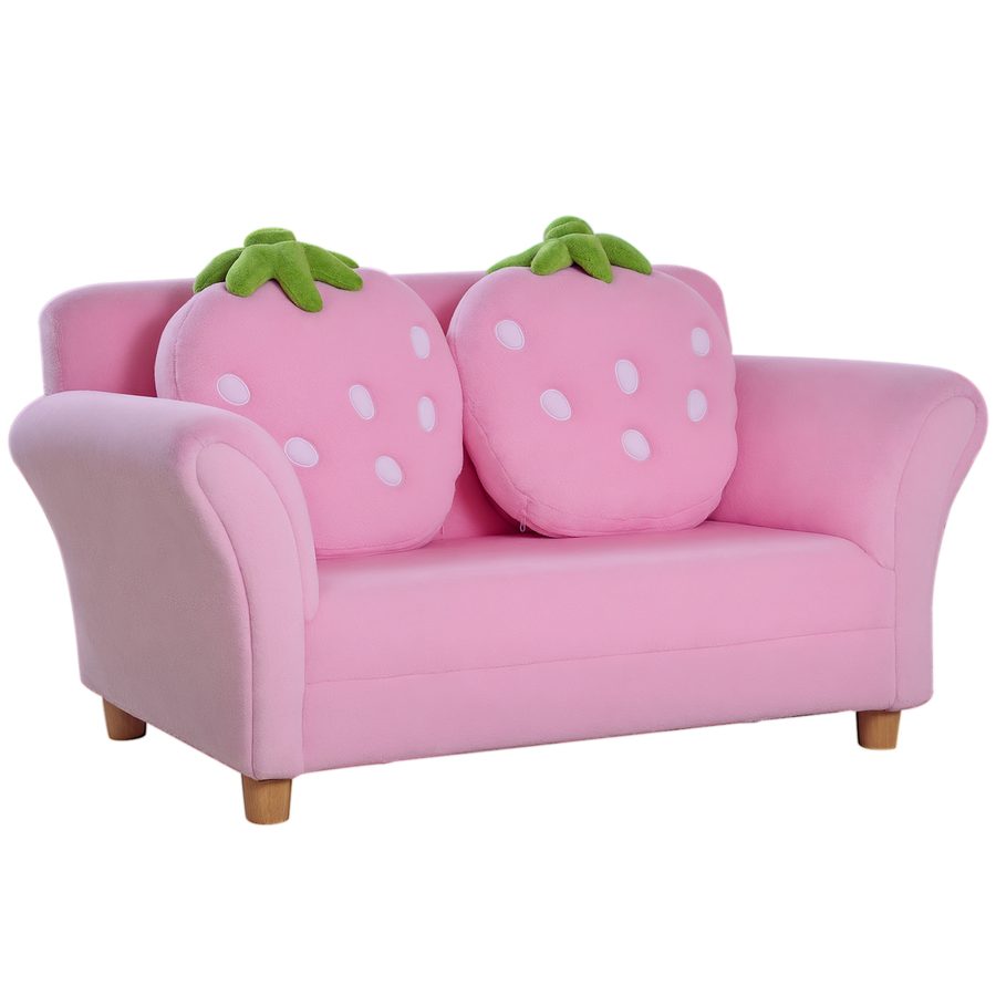 HOMCOM Kindersofa Erdbeere  Gemütliches Sofa & Sessel für Kinderzimmer, Softsofa Doppelsofa Einzelsofa, Kinder Stuhl  Aosom von HOMCOM
