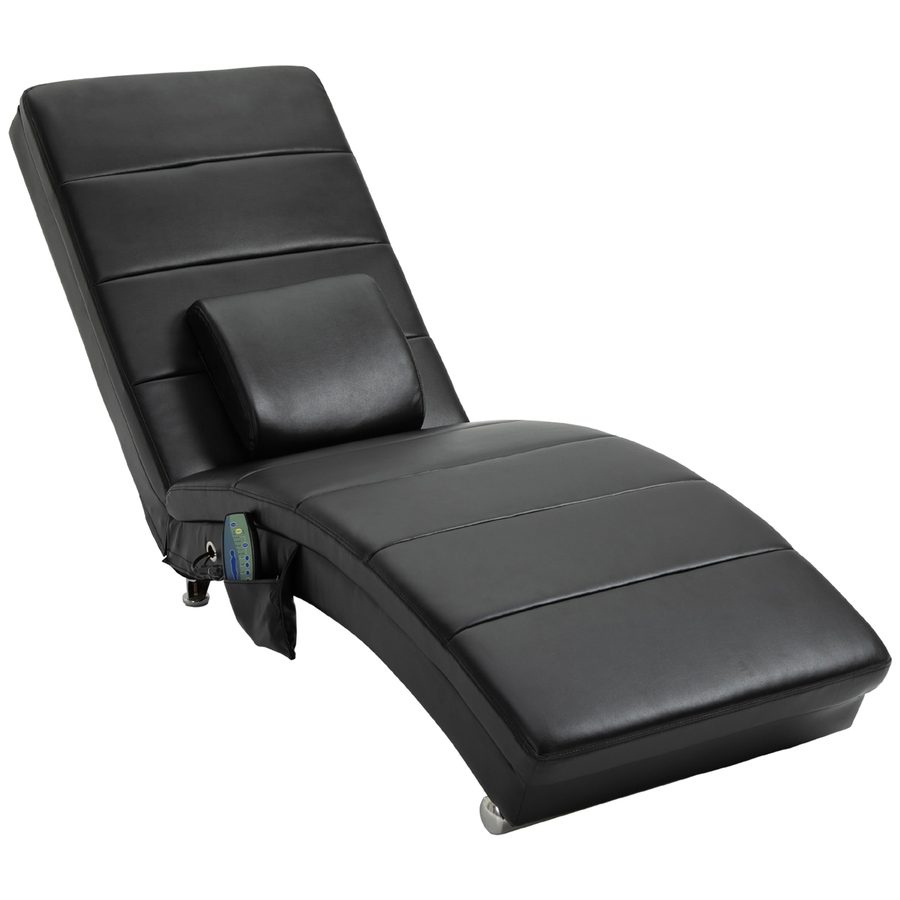 HOMCOM Relaxliege Leder mit Massagefunktion, 58 x 163 x 87 cm, bis 120 kg, 8 Massagepunkte, mit Fernbedienung hoher Rückenlehn Kissen, Schwarz   Aosom von HOMCOM
