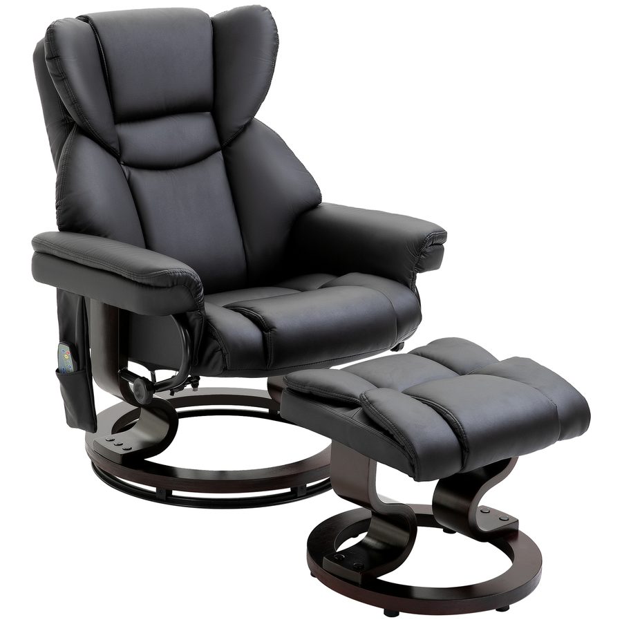 HOMCOM Relaxsessel mit Massagefunktion und Fußhocker  Massagesessel mit Liegefunktion, Kunstleder, Schwarz  Aosom von HOMCOM