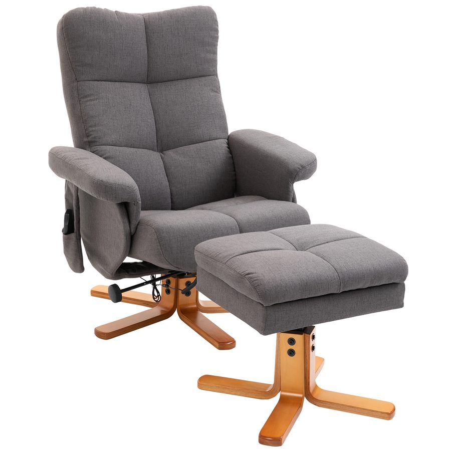 HOMCOM Relaxsessel Massagesessel mit Fußhocker Stauraum Liegefunktion Fernsehsessel mit Massagefunktion TV Sessel 145°-Neigung Polyester Braun 80 x 86 x 99 cm   Aosom von HOMCOM