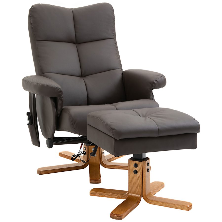 HOMCOM Sessel mit Fußablage, 145° Neigung, Relaxsessel mit Massagefunktion, Braun   Aosom.de von HOMCOM