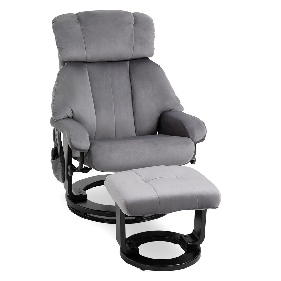 HOMCOM Massagesessel Fernsehsessel Relaxsessel mit Liegefunktion Sessel mit Hocker Massagefunktion samtartiges Polyester Grau 76 x 80 x 102 cm   Aosom von HOMCOM