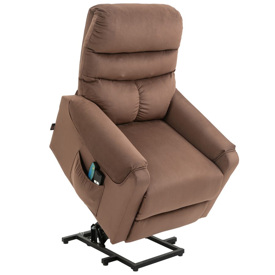 HOMCOM Fernsehsessel Aufstehsessel elektrisch mit Massagefunktion Heizung Liegefunktion Polyester hellbraun 79x97x103cm für Komfort & Entspannung   Aosom.de von HOMCOM