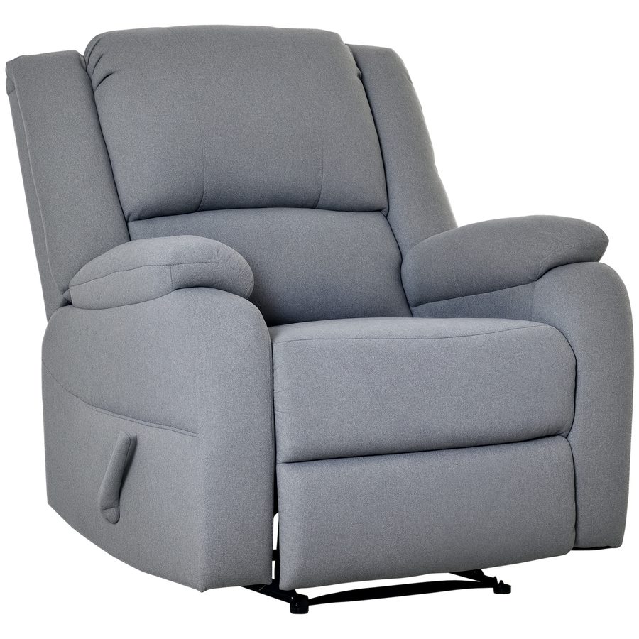 HOMCOM Relaxsessel Fernsehsessel mit Liegefunktion und Seitentasche, grau, leinenartiges Polyester, 90 x 96 x 98 cm, ideal für Wohnzimmer   Aosom.de von HOMCOM
