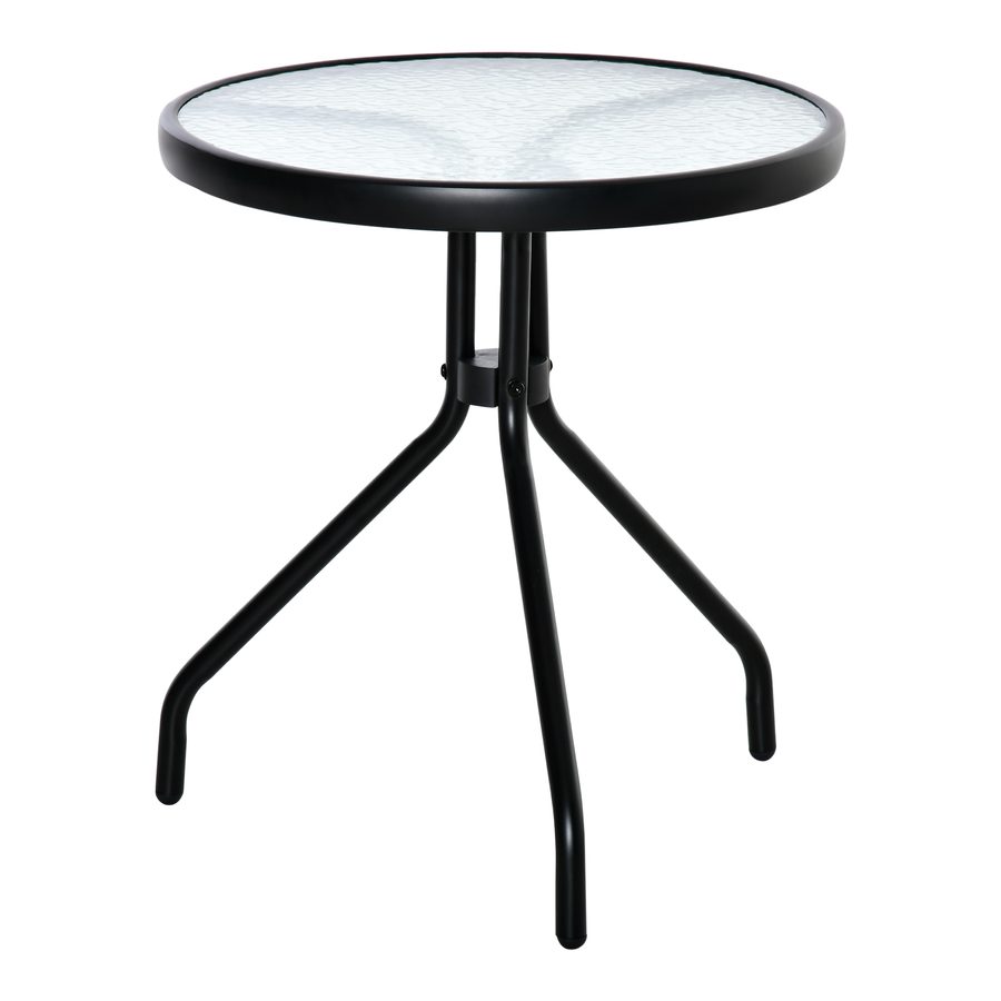 Outsunny Beistelltisch Garten wetterfester Gartentisch mit Glastischplatte, Balkontisch aus Metall, runder Kaffeetisch 10kg belastbar, Ø50x55H cm Sofatisch für Outdoor Balkon Terrasse Büro Schwarz   Aosom von Outsunny