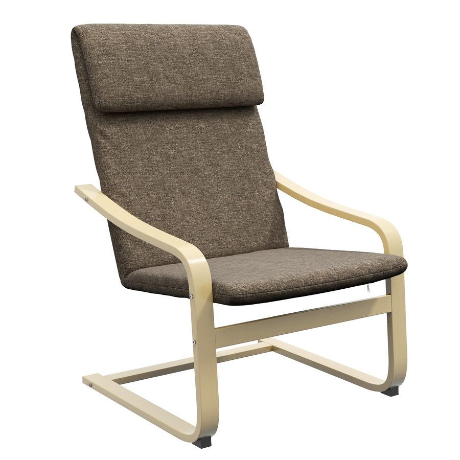 HOMCOM Relaxsessel  Schwingstuhl mit Kopfkissen, Leinenoptik, Birkenholz, Braun  Aosom von HOMCOM