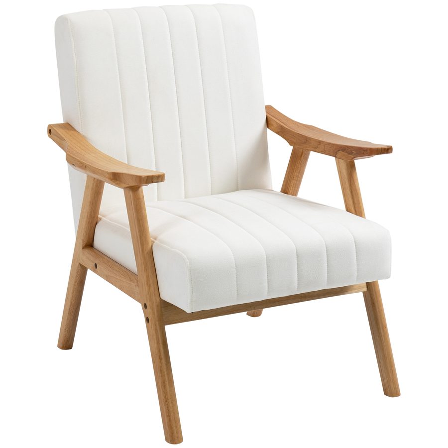 HOMCOM Wohnzimmer Sessel Loungesessel in Samtoptik mit Armlehnen, Skandi-Design, Creme, 68x74x82cm  Aosom.de von HOMCOM