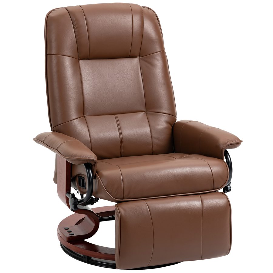 HOMCOM Relaxsessel drehbar, Fernsehsessel mit Liegefunktion, Fußstütze, Liegesessel mit Armlehne, für Wohnzimmer, Schlafzimmer, Kunstleder  Aosom von HOMCOM