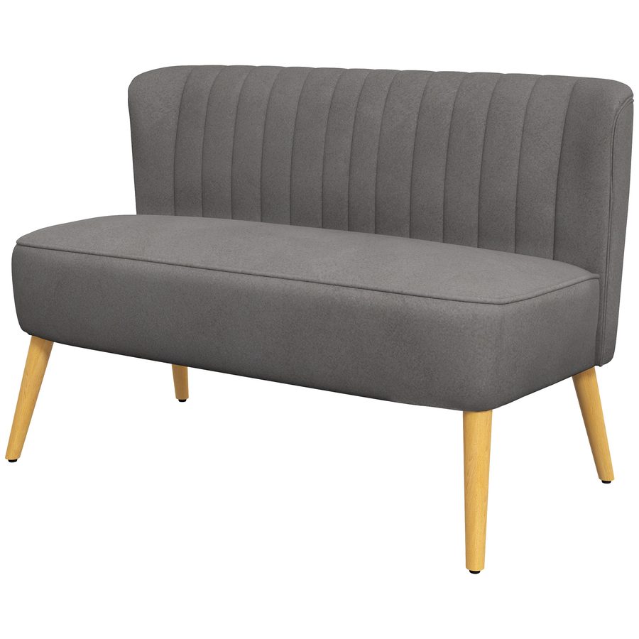 HOMCOM Küchenbank 2-Sitzer Sofa, Küchensofa mit Holzbeinen, Esszimmer Couch bis 150 kg, 117x56,5x77 cm, Dunkelgrau   Aosom von HOMCOM