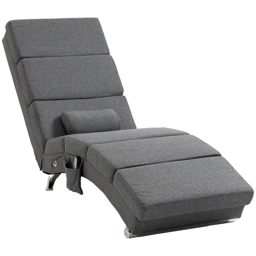 HOMCOM Relaxliege mit Massagefunktion elektrischer Loungesessel Massagesessel mit hoher Rückenlehne, Fernbedienung, Klappbar Fernsehsessel mit 5 Modi, Kissen, Dunkelgrau   Aosom von HOMCOM