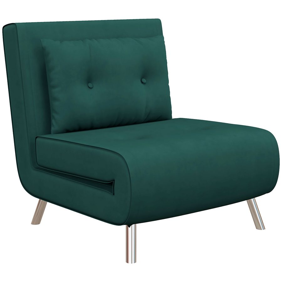 HOMCOM Schlafsessel Klappsessel mit Bettfunktion Einzelsofa mit Kissen Gästebett Polstersofa Samtoptik Dunkelgrün 77 x 88 x 83 cm für Gästezimmer   Aosom.de von HOMCOM