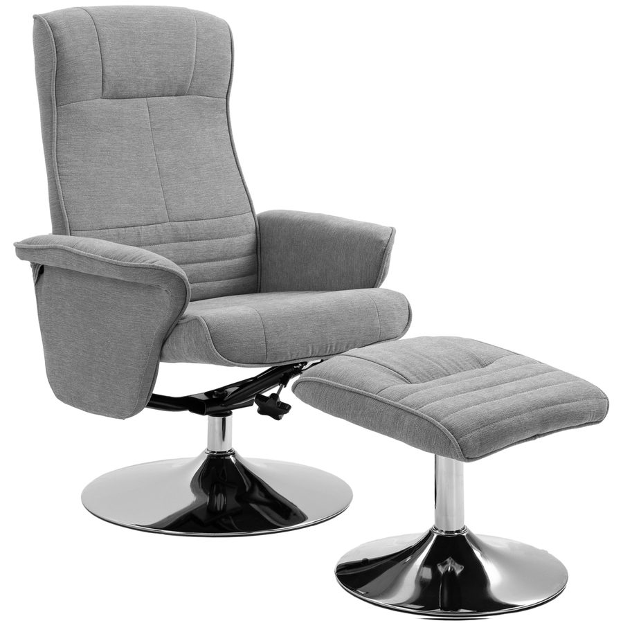HOMCOM Relaxsessel drehbar mit Hocker und Liegefunktion, TV-Sessel bis 150kg, Samt Grau für gemütliche Abende   Aosom.de von HOMCOM