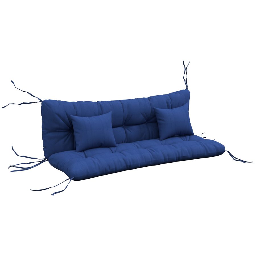 Outsunny 4er-Set Sitzkissen, 150x50 cm wasserabweisend Stuhlkissen mit Bindebänder, Geknüpftem Design 10cm dick Polsterauflage für Schaukel, Sitzpolster für Haus, Garten, Sofa, Marineblau   Aosom von Outsunny