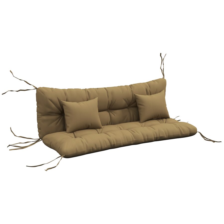 Outsunny 4er-Set Sitzkissen, 150x50 cm wasserabweisend Stuhlkissen mit Bindebänder, Geknüpftem Design 10cm dick Polsterauflage für Schaukel, Sitzpolster für Haus, Garten, Sofa, Bräune   Aosom von Outsunny