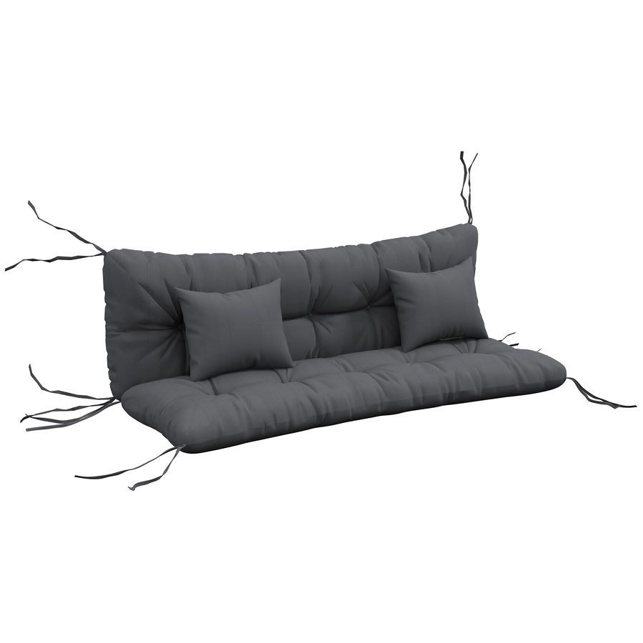 Outsunny 4er-Set Sitzkissen, 150x50 cm wasserabweisend Stuhlkissen mit Bindebänder, Geknüpftem Design 10cm dick Polsterauflage für Schaukel, Sitzpolster für Haus, Garten, Sofa, Dunkelgrau   Aosom von Outsunny