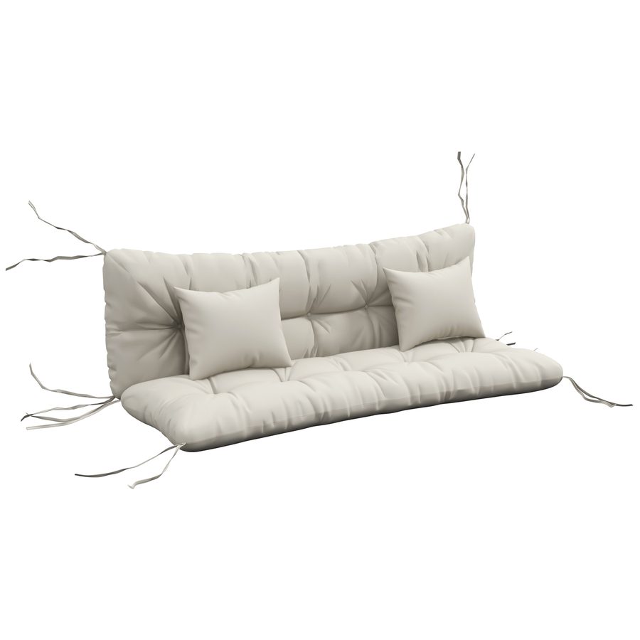 Outsunny 4er-Set Sitzkissen, 150x50 cm wasserabweisend Stuhlkissen mit Bindebänder, Geknüpftem Design 10cm dick Polsterauflage für Schaukel, Sitzpolster für Haus, Garten, Sofa, Cremeweiß   Aosom von Outsunny