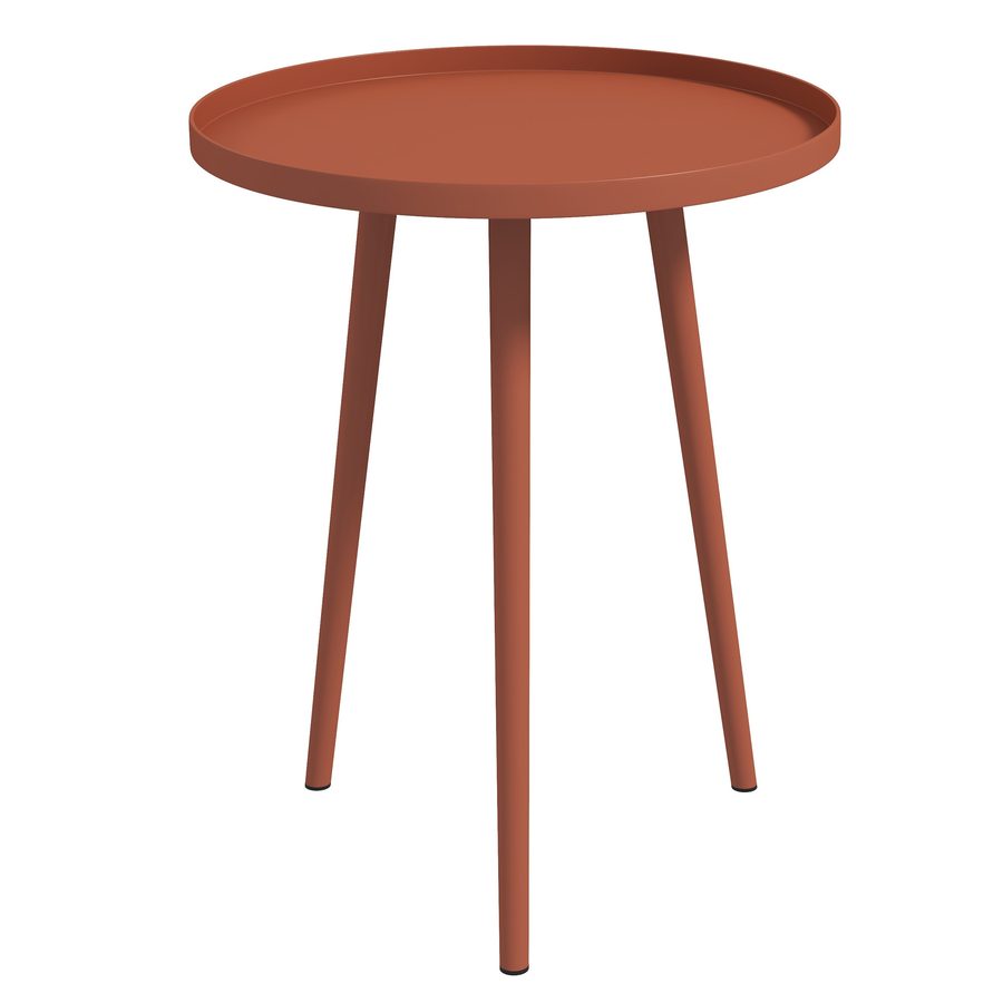 Outsunny Beistelltisch Garten, wetterfester Gartentisch mit erhöhtem Rand, Balkontisch aus Stahl, runder Kaffeetisch 20kg belastbar, Ø40x50H cm, Sofatisch für Outdoor Indoor Balkon Terrasse Rot   Aosom von Outsunny