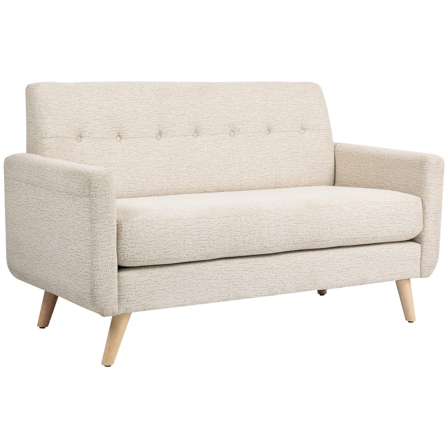 HOMCOM 2 Sitzer Sofa, Couch mit Dickem Sitz- und Rückenkissen, Samtoptik, Polstersofa mit Holzbeine, Doppelsofa im Modern-Stil für Wohnzimmer, Schlafzimmer, Beige   Aosom von HOMCOM