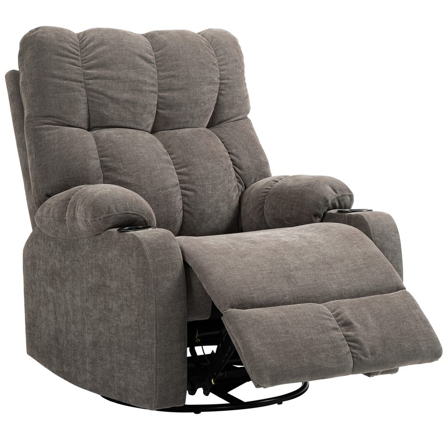 HOMCOM Relaxsessel mit Fußstütze, Loungesessel modern, drehbar, bis 150 kg, Stahlrahmen, 88x96x108cm, Hellbraun  Aosom von HOMCOM
