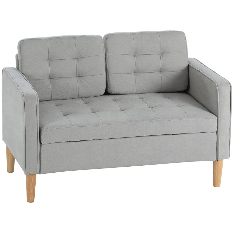HOMCOM 2 Sitzer Sofa, Couch mit Stauraum, Gepolsterter Polstersofa, Doppelsofa mit Samtoptik für Wohnzimmer, Schlafzimmer, 117x 62 x 78 cm  Aosom von HOMCOM