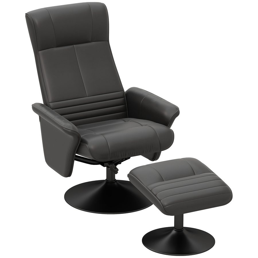 HOMCOM Relaxsessel mit Hocker Drehbarer Fernsehsessel mit Liegefunktion, TV-Sessel bis 150 kg belastbar, Liegesessel für Wohnzimmer, Schlafzimmer, Mikrofasertuch, Schwarz   Aosom von HOMCOM