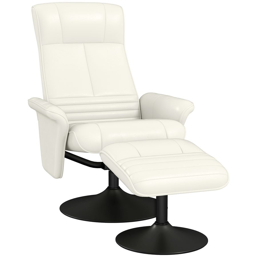 HOMCOM Relaxsessel mit Hocker Drehbarer Fernsehsessel mit Liegefunktion, TV-Sessel bis 150 kg belastbar, Liegesessel für Wohnzimmer, Schlafzimmer, Mikrofasertuch, Cremeweiß   Aosom von HOMCOM